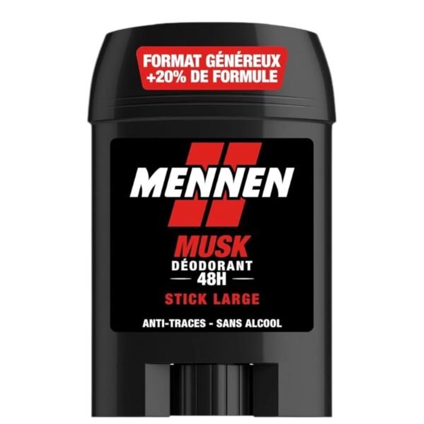 Mennen Musk Deodorant Homme 24H Stick Large Sans Alcool Anti Traces