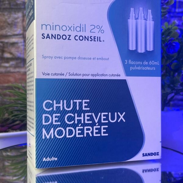 SPRAY ANTI CHUTE DE CHEVEUX SANDOZ CONSEIL MINOXIDIL 2% 3 FLACONS DE 60ML