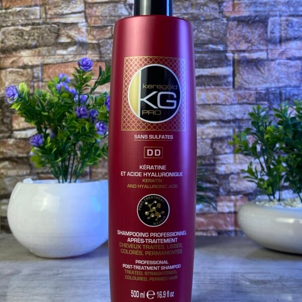 KERAGOLD SHAMPOOING PROFESSIONNEL APRÈS TRAITEMENT KÉRATINE ET ACIDE HYALURONIQUE 500ML
