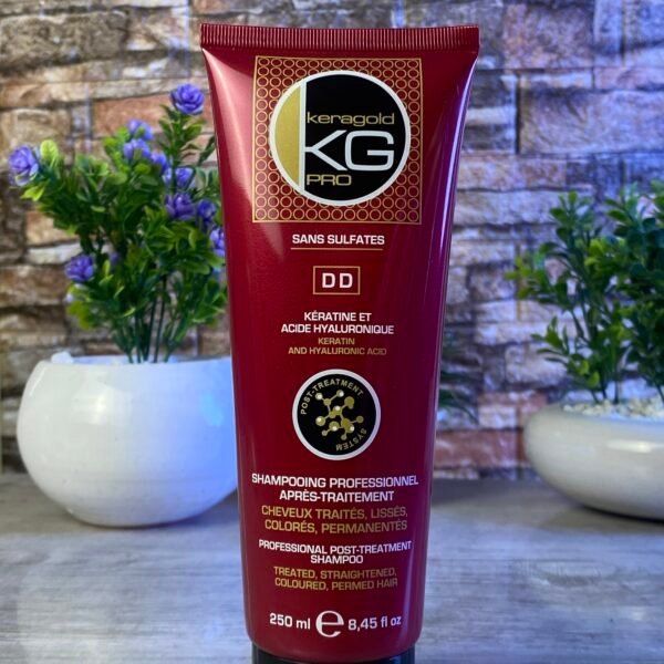 KERAGOLD SHAMPOOING PROFESSIONNEL APRÈS TRAITEMENT KÉRATINE ET ACIDE HYALURONIQUE 250ML